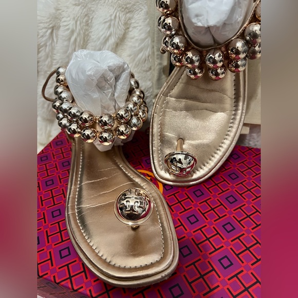 Tory Burch Melody Ankle strap sandal metallic ROSE GOLD - Picture 3 of 5